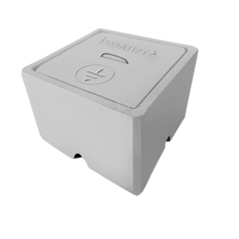 Caja de registro de concreto para pozo a tierra Arelco con tapa removible y cuerpo troncocónico reforzado